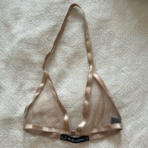 For Love & Lemons Nude Mesh Lingere Bralette
